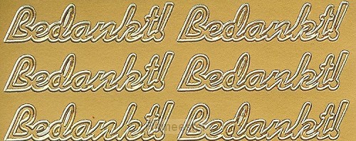 Stickervel bedankt 34 x goud
