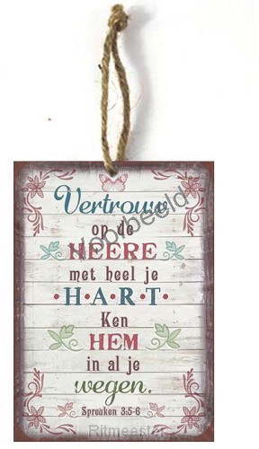 Wandbord a7 vertrouw op de Heere