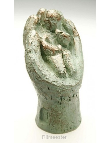 Beeld 13d in Zijn hand 11 cm groen