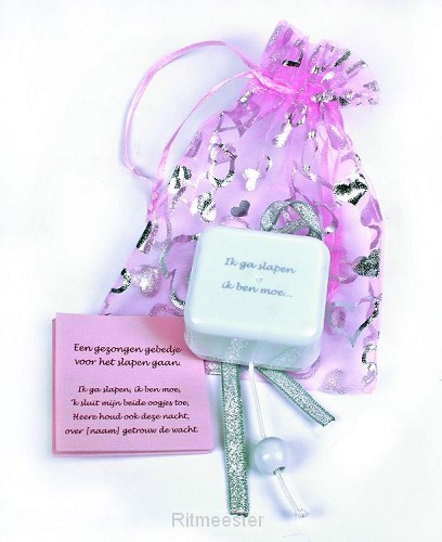 Muziekdoosje ik ga slapen met roze zakje