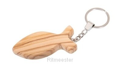 Sleutelhanger olijfhout vis 7 cm