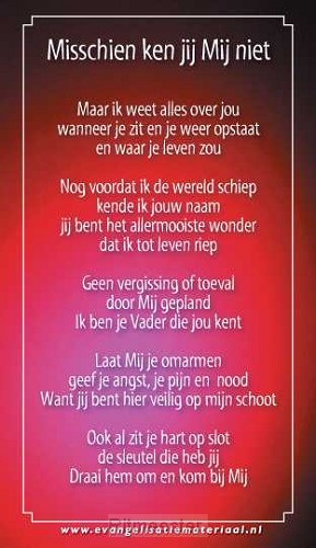 Kaart misschien ken jij mij niet