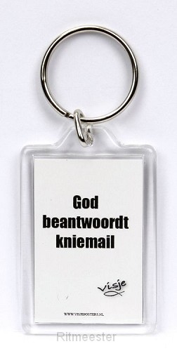 Sleutelhanger visje God beantwoord kniem