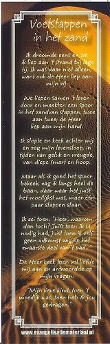 Boekenlegger voetstappen in het zand