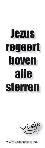 Boekenlegger visje Jezus regeert boven