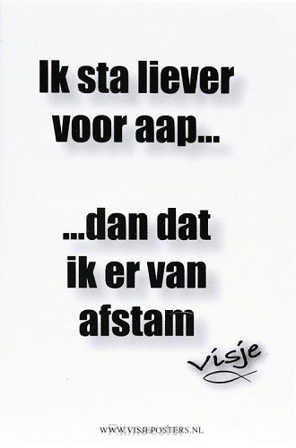 Minikaart visje ik sta liever voor aap