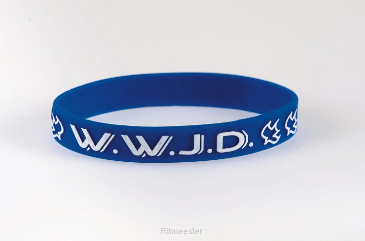 Armband blauw WWJD duif Silicone