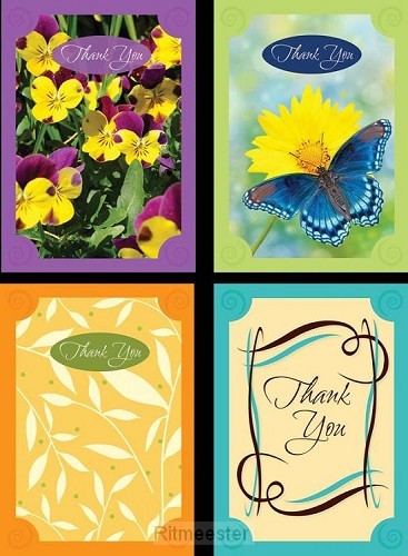 Thank you card with grattitude set4