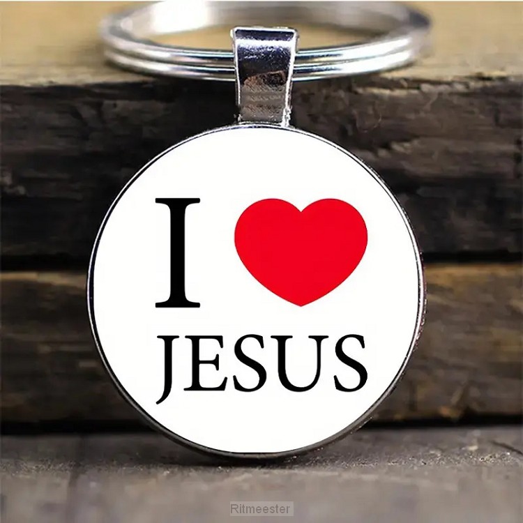 Keyring Metal/Epoxy I love Jesus
