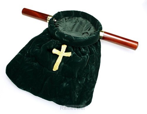 Offering Bag  Green With Cross