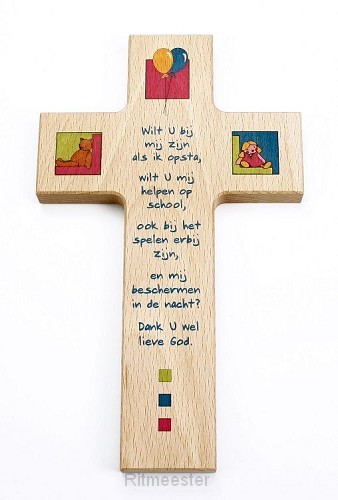 Kruis hout 15cm kinder wilt U bij mij zi