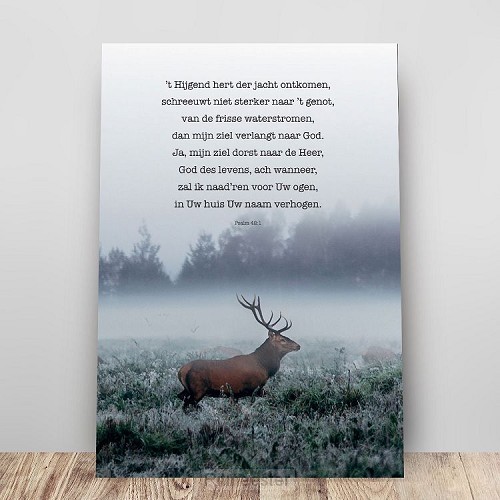 Metalen wandbord A3 Hijgend hert Ps 42
