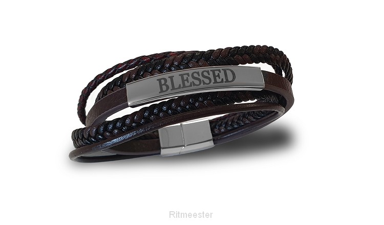 Armband leer blessed bruin 21cm