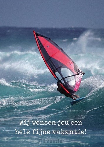 Kaart fijne vakantie  surfer