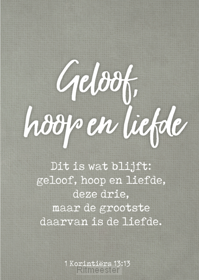 Wenskaart geloof hoop en liefde