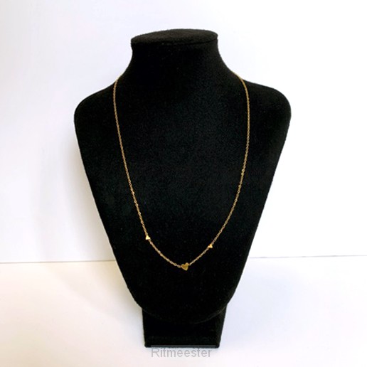 Ketting drie hartjes goud