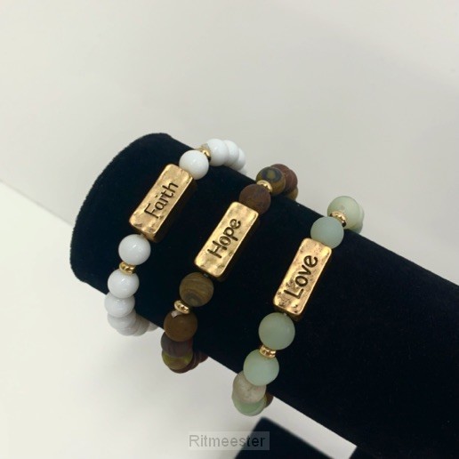 Set 1 natuurstenen armband faith hope lo