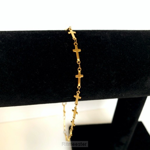 Enkelbandje geschakelde kruisjes goud