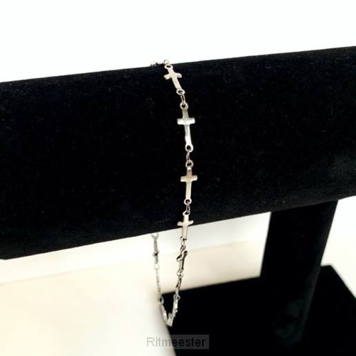 Enkelbandje geschakelde kruisjes zilver
