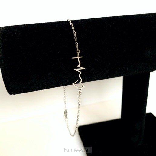 Enkelbandje hartslag zilver