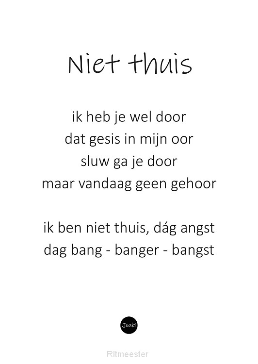 Kaart ''Niet thuis''