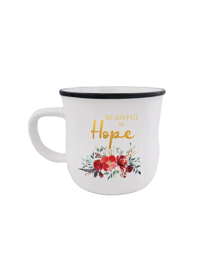 Mug gold wording be joyful in hope
