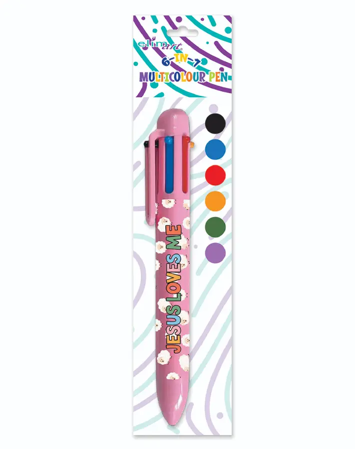 6 in 1 multicolor pen pink Jesus loves m