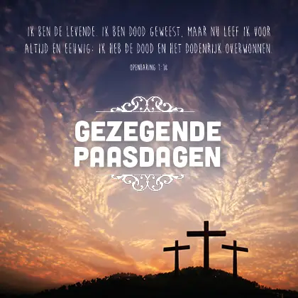 Kaart gezegende paasdagen Openb 1:18