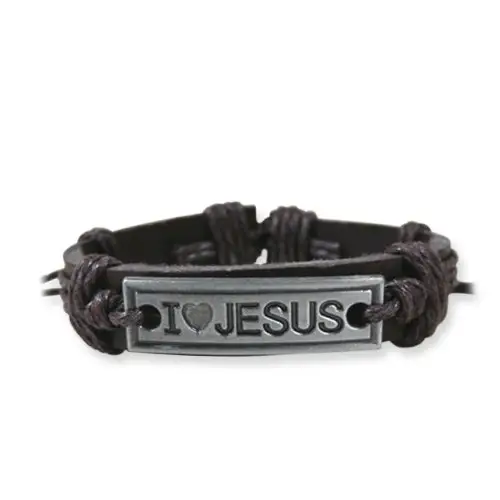 Leather bracelet i (heart) Jesus