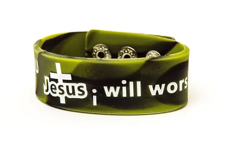 Armband silicone groen Jesus I believe i
