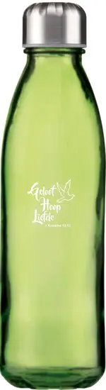 Glazen waterfles groen Geloof Hoop Liefd