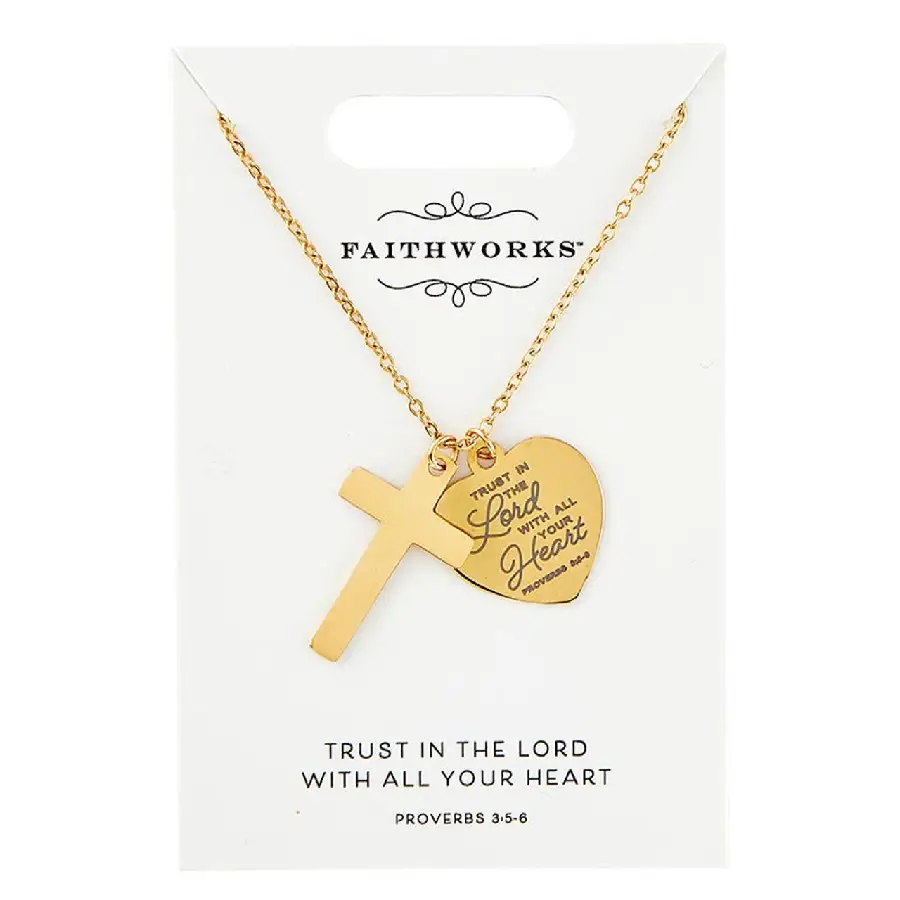 Cross Necklace Faithful Heart Gold
