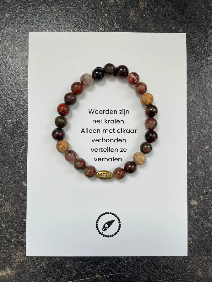 Armband rood/bruin maat 25
