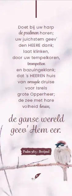 Boekenlegger Doet bij uw harp de psalmen