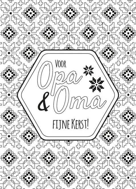 Kleurkaart Fijne kerst opa en oma
