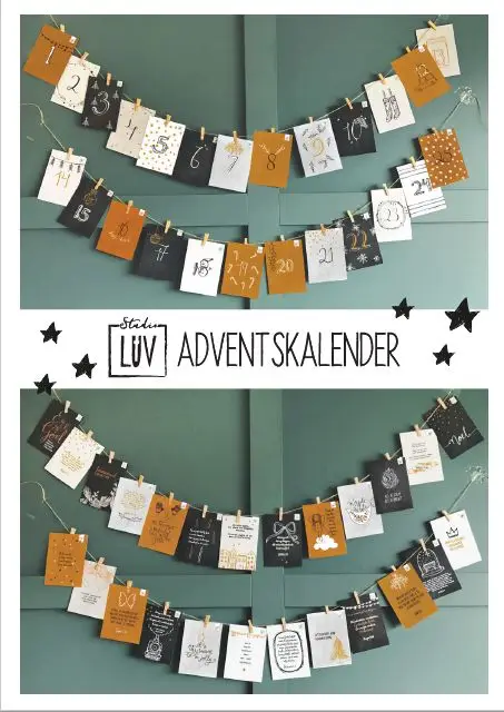 Adventskalender goud/zwart-wit