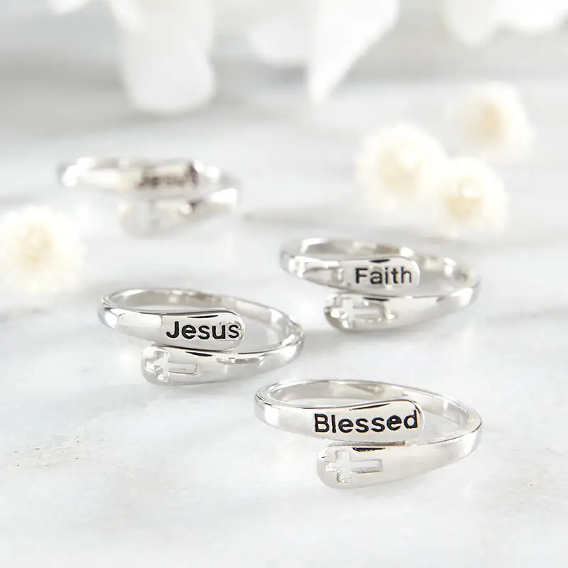 Set of 3 rings Faith - Blessed - Jesus