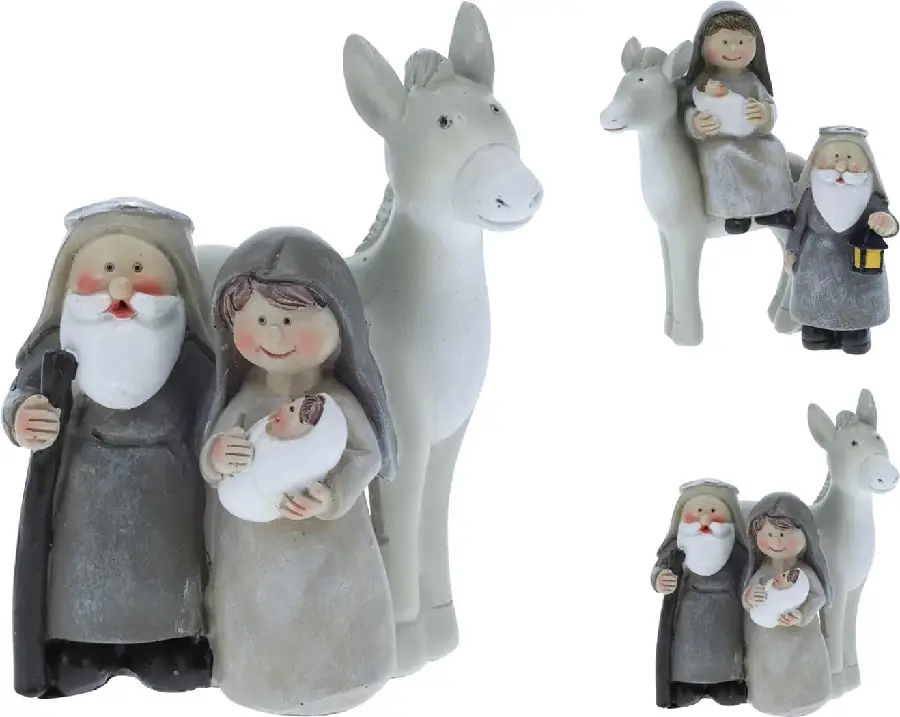 Figurine Holy Family With Sonkey (set of