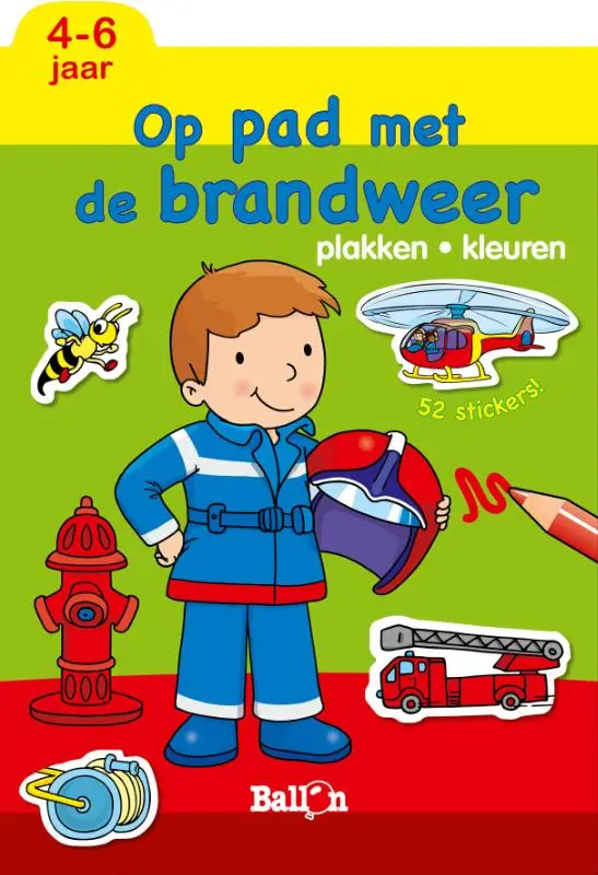 Op pad met de brandweer plakken en kleur