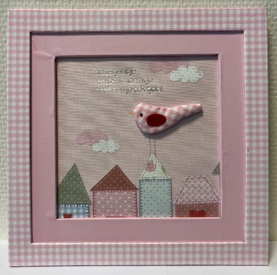 Schilderij baby roze God zegent je