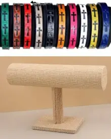 Display faux leather bracelets (20) cros