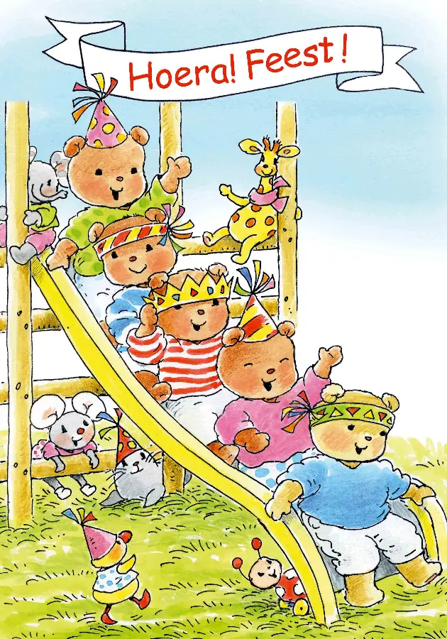 Ansichtkaart 10,5x15 bobbi op glijbaan