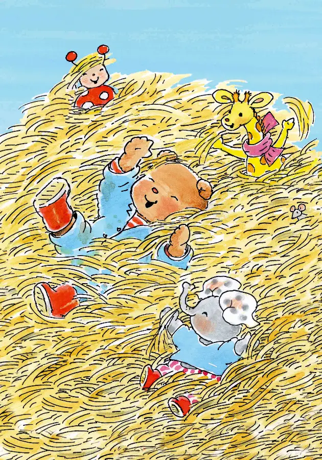 Ansichtkaart 10,5x15 bobbi in het hooi