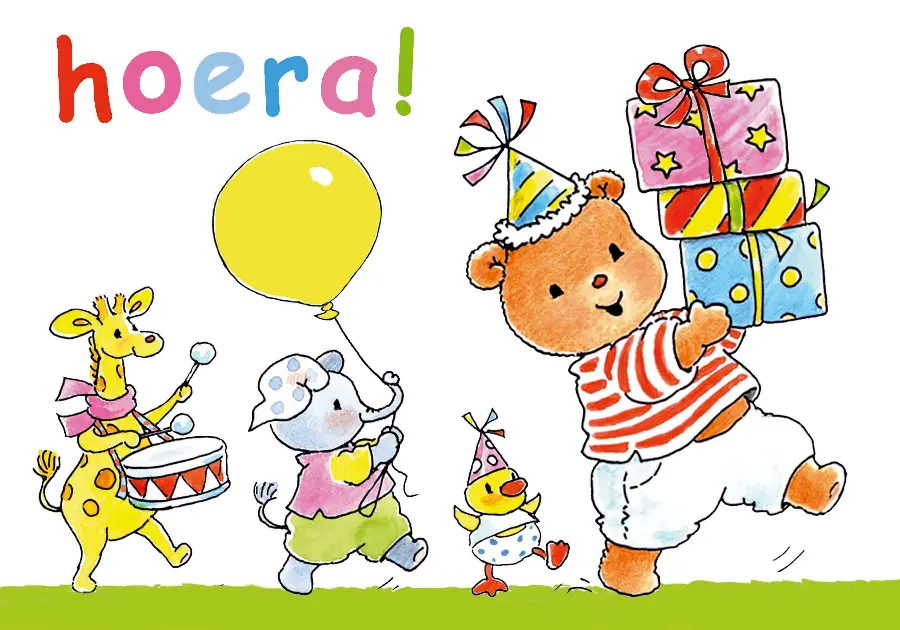 Ansichtkaart 15x10,5 bobbi met cadeautje