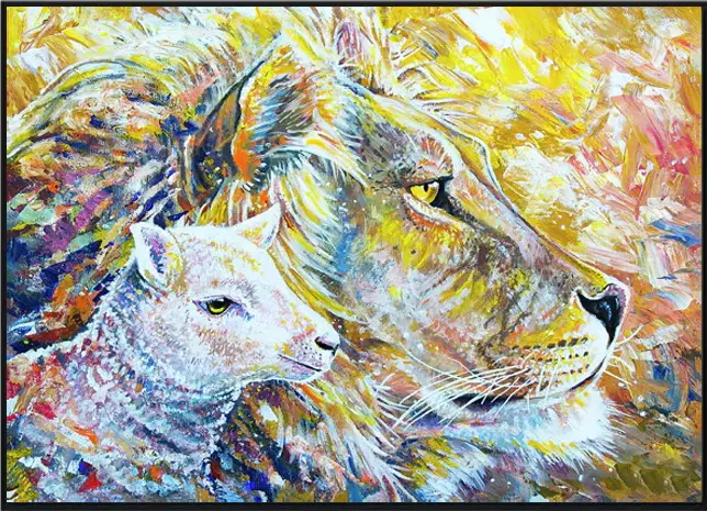 Lion/Lamb Artistique 40x50cm