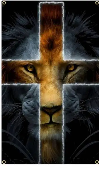 Flag 90x150cm lion/cross