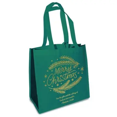 Christmas tote bag Green/gold Merry chri