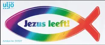Sticker Vis regenboog - Jezus leeft