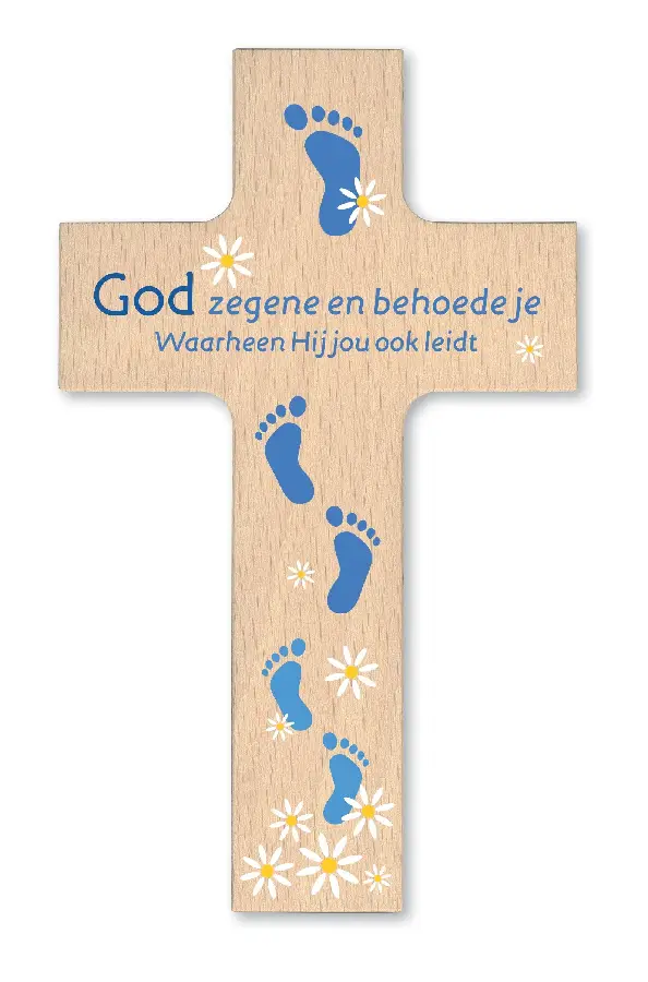 Houten kruisje God zegene 9x15cm