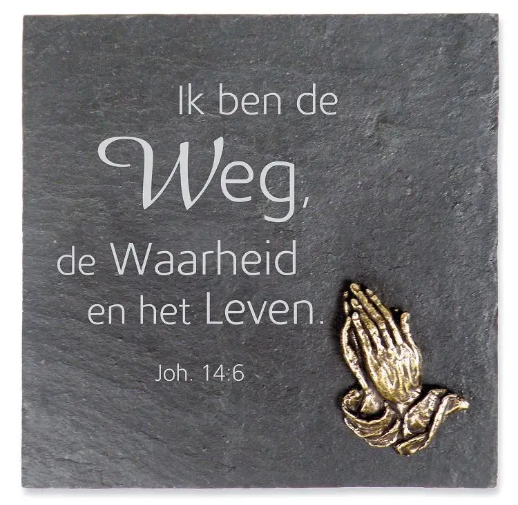 Leisteen Ik ben de weg 11,5x11,5cm